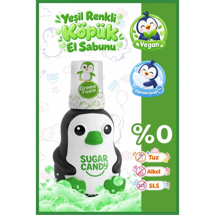 Sugar Candy Zeytin Çiçeği Kokulu Doğal Vegan Çocuk Köpük El Sabunu VINO 350 ml Paraben İçermeyen Yeşil Köpük