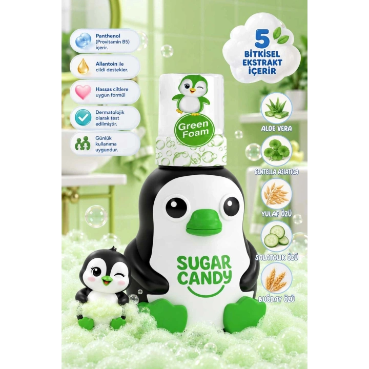 Sugar Candy Zeytin Çiçeği Kokulu Doğal Vegan Çocuk Köpük El Sabunu VINO 350 ml Paraben İçermeyen Yeşil Köpük