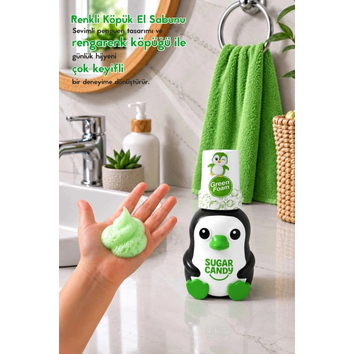 Sugar Candy Zeytin Çiçeği Kokulu Doğal Vegan Çocuk Köpük El Sabunu VINO 350 ml Paraben İçermeyen Yeşil Köpük