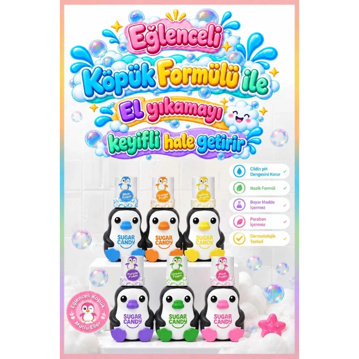 Sugar Candy Çilek Kokulu Doğal Vegan Çocuk Köpük El Sabunu LUMI 350 ml Paraben İçermeyen Pembe Köpük