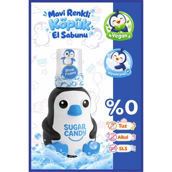 Sugar Candy Yaban Mersini Kokulu Doğal Vegan Çocuk Köpük El Sabunu NERO 350 ml Paraben İçermeyen Mavi Köpük