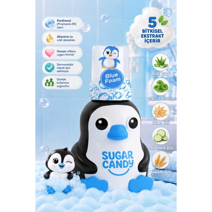 Sugar Candy Yaban Mersini Kokulu Doğal Vegan Çocuk Köpük El Sabunu NERO 350 ml Paraben İçermeyen Mavi Köpük