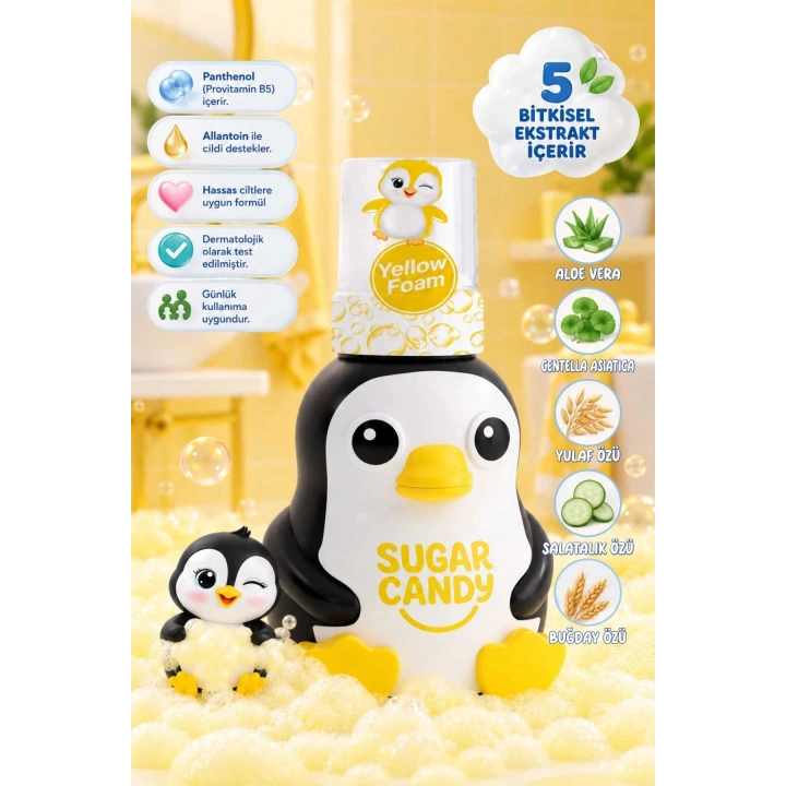 Sugar Candy Muz Kokulu Doğal Vegan Çocuk Köpük El Sabunu SOLI 350 ml Paraben İçermeyen Sarı Köpük