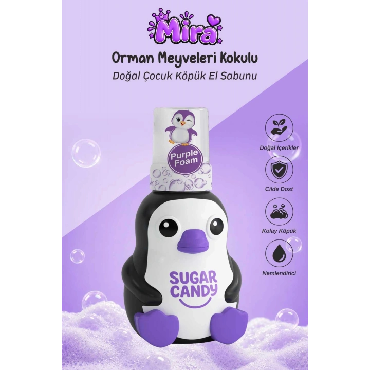 Sugar Candy Orman Meyveleri Kokulu Doğal Vegan Çocuk Köpük El Sabunu MIRA 350 ml Paraben İçermeyen Mor Köpük