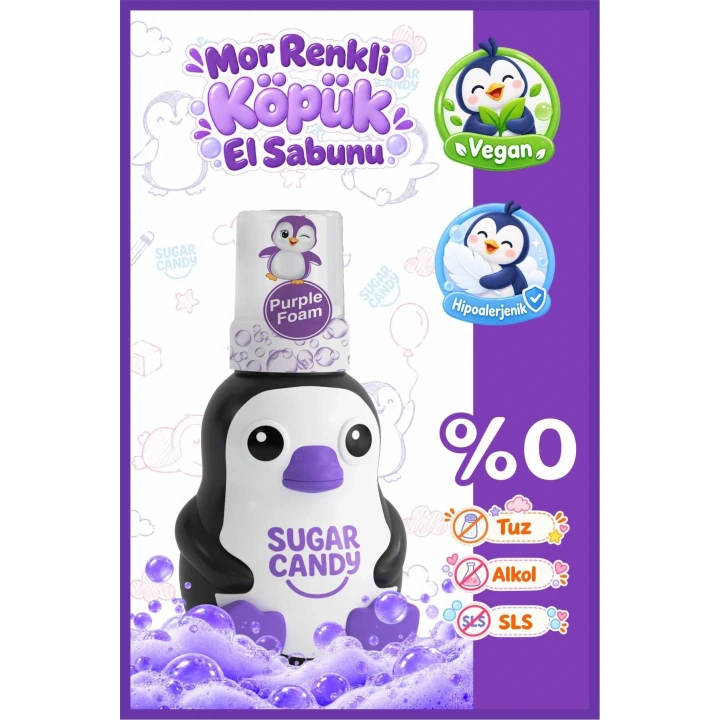 Sugar Candy Orman Meyveleri Kokulu Doğal Vegan Çocuk Köpük El Sabunu MIRA 350 ml Paraben İçermeyen Mor Köpük