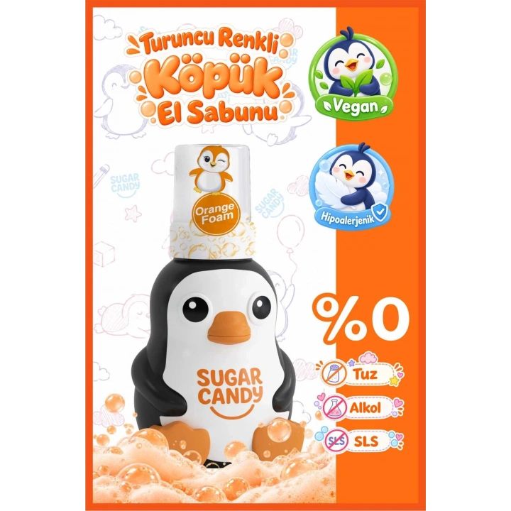 Sugar Candy Mango Kokulu Doğal Vegan Çocuk Köpük El Sabunu ORO 350 ml Paraben İçermeyen Turuncu Köpük