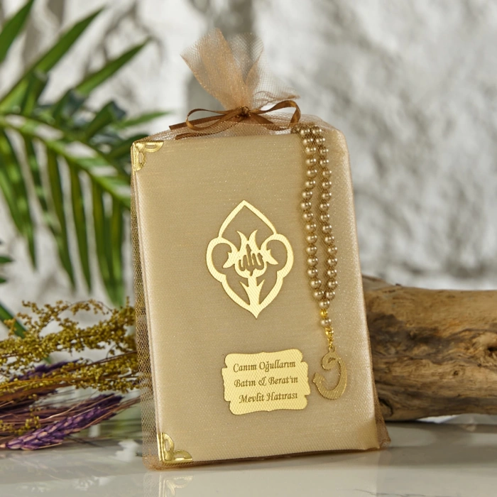 64 Sayfa Gold Kese ve İnci Tesbihli Şantuk Yasin