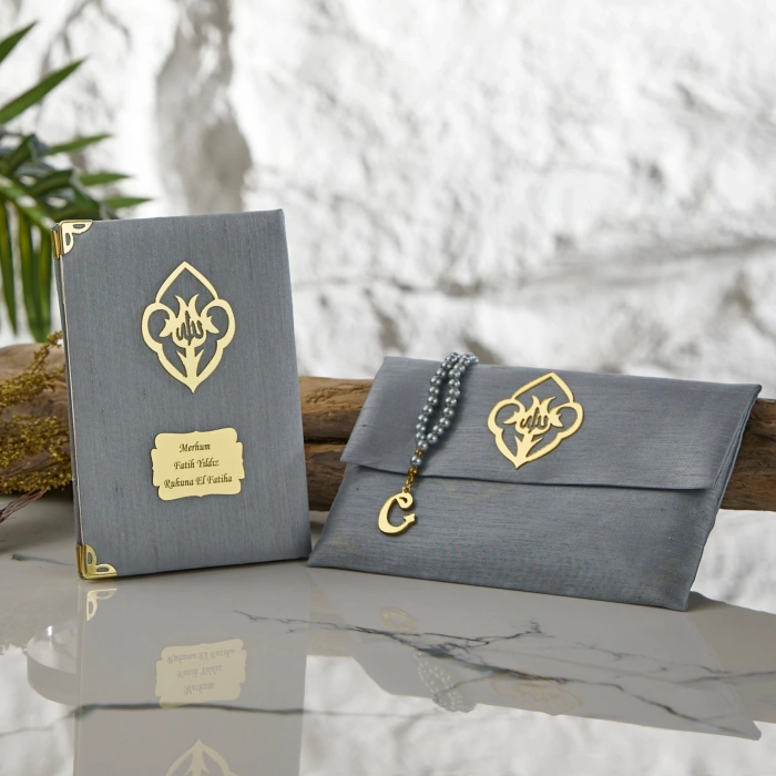 64 Sayfa Gri Çanta ve İnci Tesbihli Şantuk Yasin