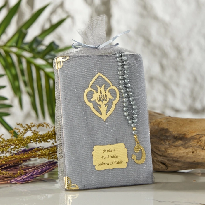 64 Sayfa Gri Kese ve İnci Tesbihli Şantuk Yasin