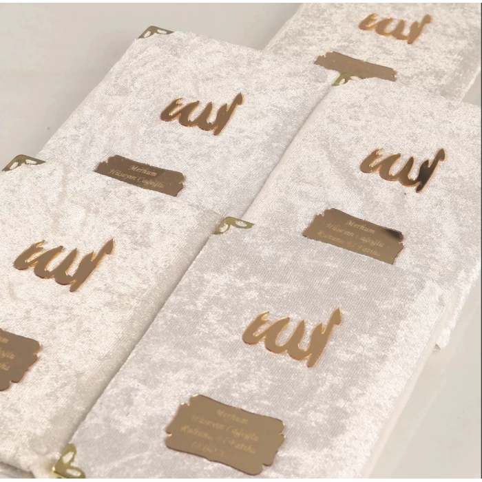 64 Sayfa Krem Kese ve İnci Tesbihli Kadife Yasin