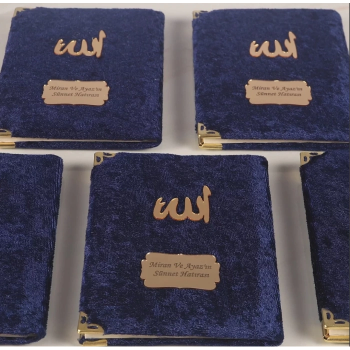 64 Sayfa Lacivert Kese ve İnci Tesbihli Kadife Yasin