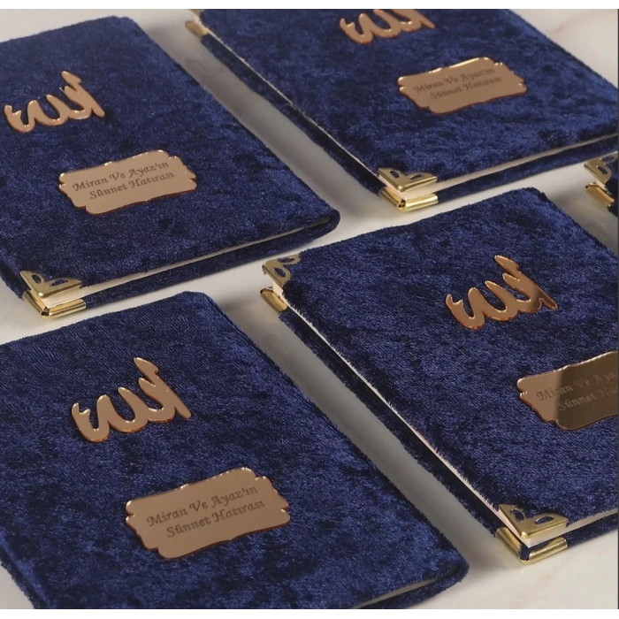 64 Sayfa Lacivert Keseli Kadife Yasin