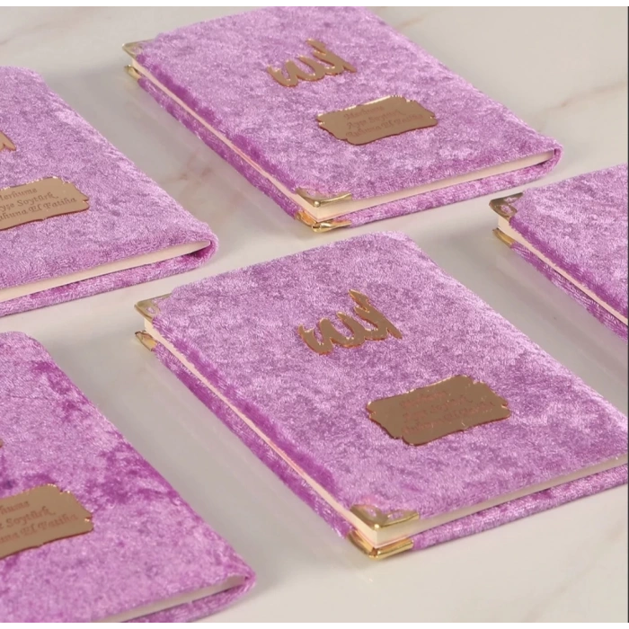 64 Sayfa Lila Çanta ve İnci Tesbihli Kadife Yasin