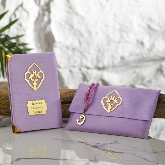 64 Sayfa Lila Çanta ve İnci Tesbihli Şantuk Yasin