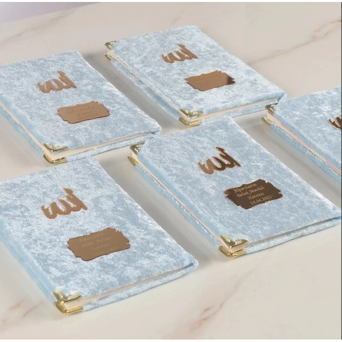 64 Sayfa Mavi Kese ve İnci Tesbihli Kadife Yasin