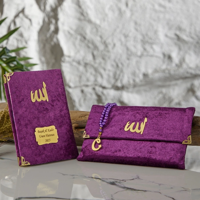 64 Sayfa Mor Çanta ve İnci Tesbihli Kadife Yasin