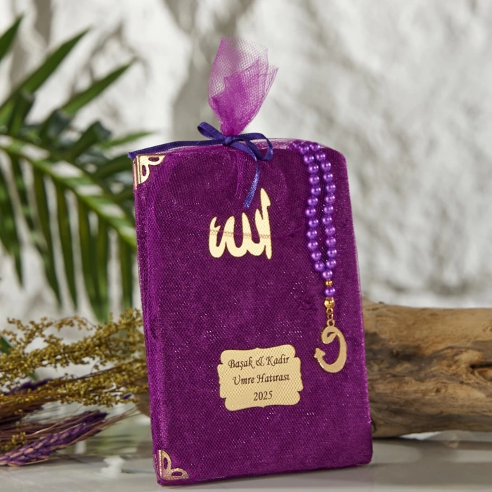 64 Sayfa Mor Kese ve İnci Tesbihli Kadife Yasin
