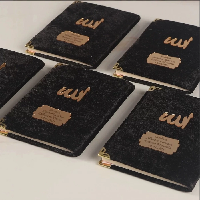64 Sayfa Siyah Kese ve İnci Tesbihli Kadife Yasin