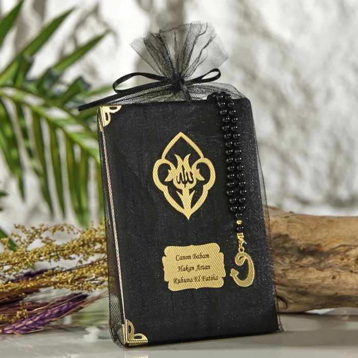 64 Sayfa Siyah Kese ve İnci Tesbihli Şantuk Yasin