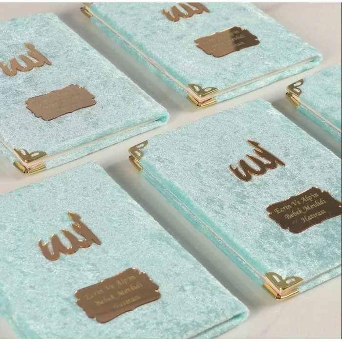 64 Sayfa Su Yeşil Kese ve İnci Tesbihli Kadife Yasin