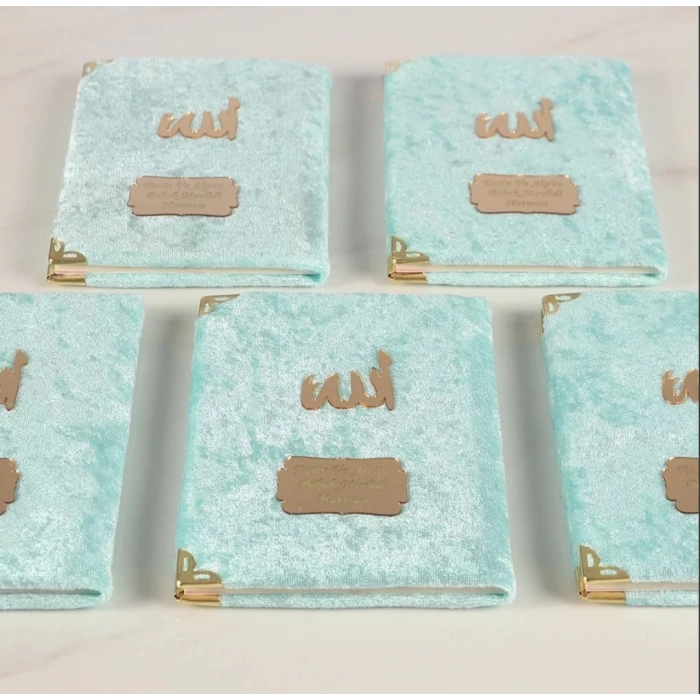 64 Sayfa Su Yeşil Kese ve İnci Tesbihli Kadife Yasin