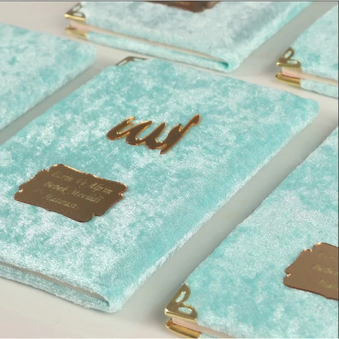 64 Sayfa Su Yeşili Keseli Kadife Yasin