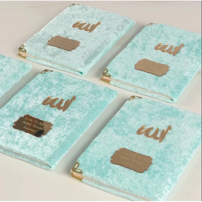 64 Sayfa Su Yeşili Keseli Kadife Yasin