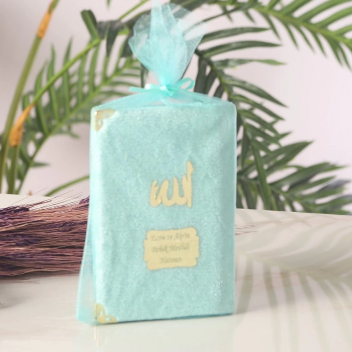 64 Sayfa Su Yeşili Keseli Kadife Yasin