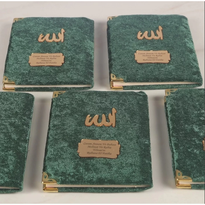 64 Sayfa Zümrüt Kese ve İnci Tesbihli Kadife Yasin