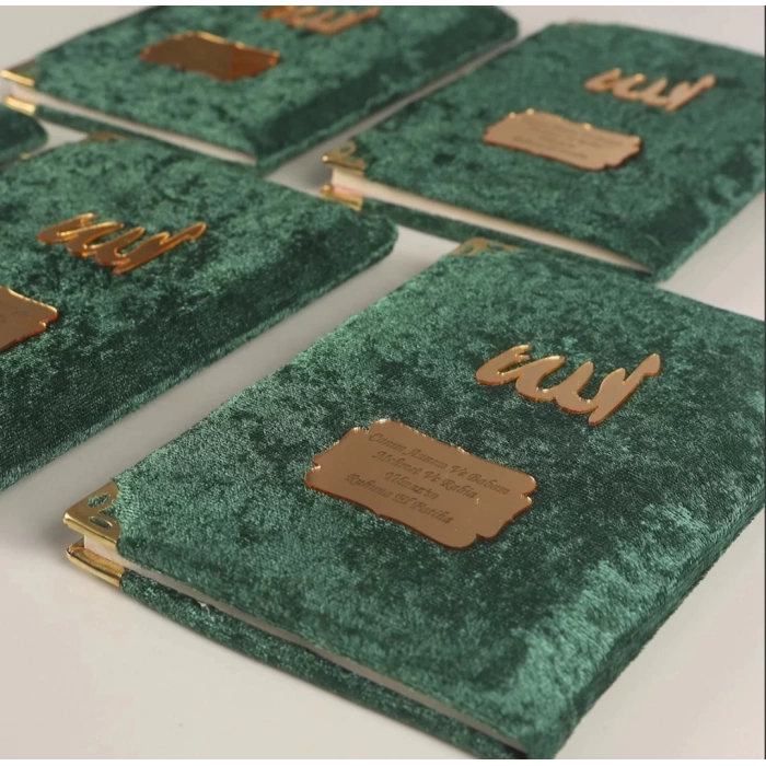 64 Sayfa Zümrüt Kese ve İnci Tesbihli Kadife Yasin