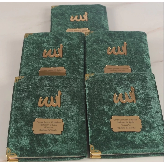 64 Sayfa Zümrüt Keseli Kadife Yasin