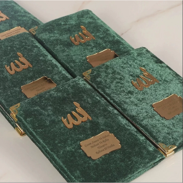 64 Sayfa Zümrüt Keseli Kadife Yasin
