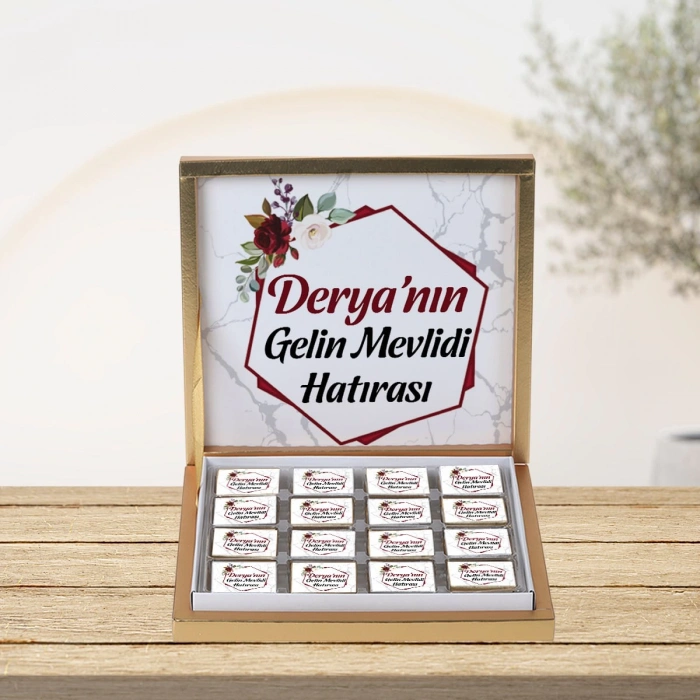 Altıgen Kırmızı 48li Gold Kutu Çikolata