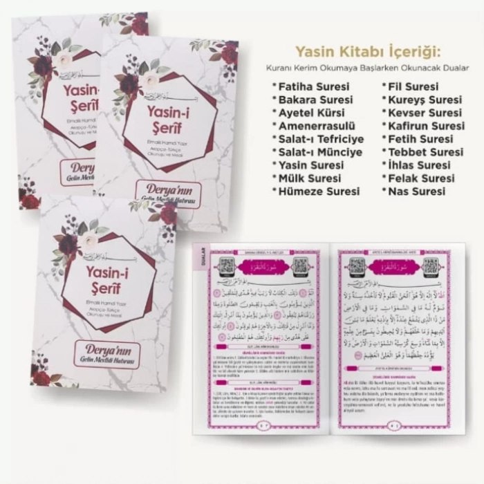 Altıgen Kırmızı Tül Kese + Yasin