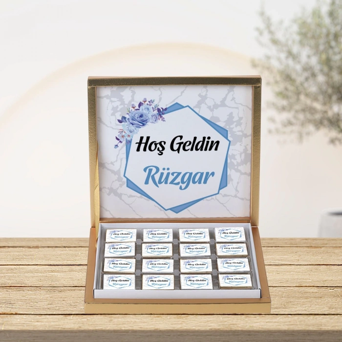 Altıgen Mavi 48li Gold Kutu Çikolata