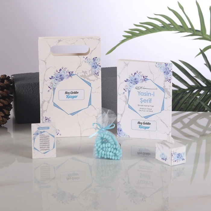 Altıgen Mavi 5 li Mevlit Seti