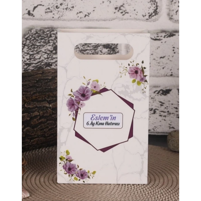 Altıgen Mor Karton Çanta