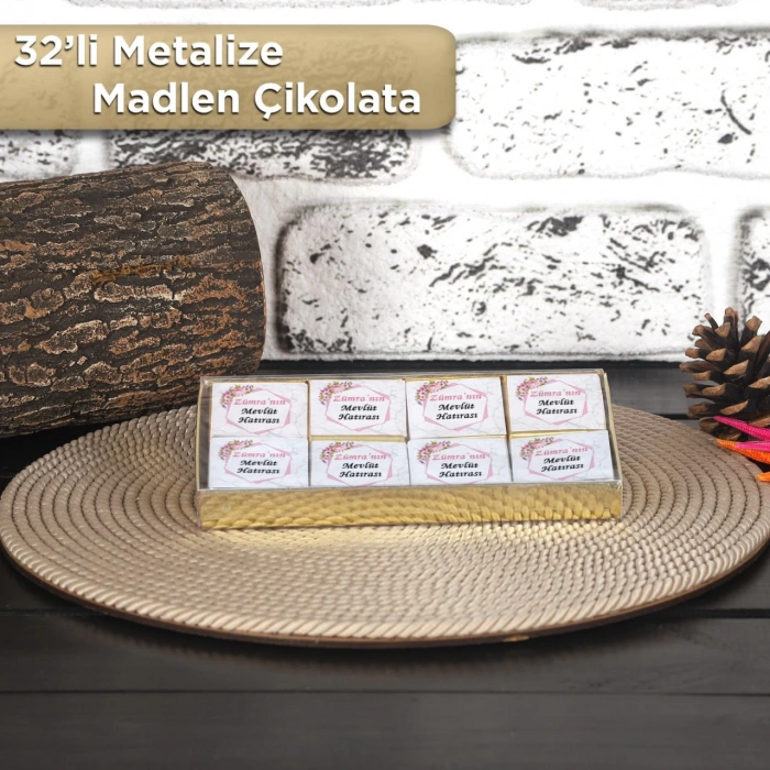 Altıgen Pembe 32li Madlen Çikolata