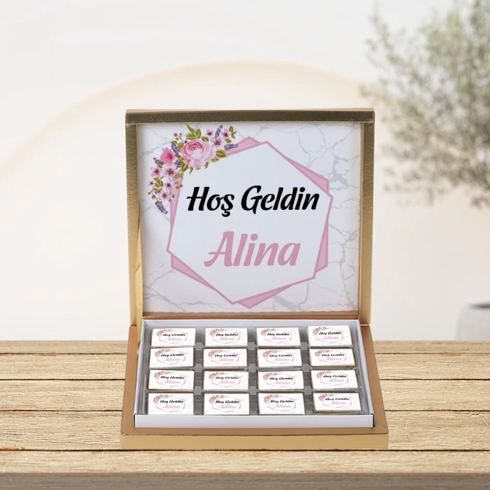 Altıgen Pembe 48li Gold Kutu Çikolata