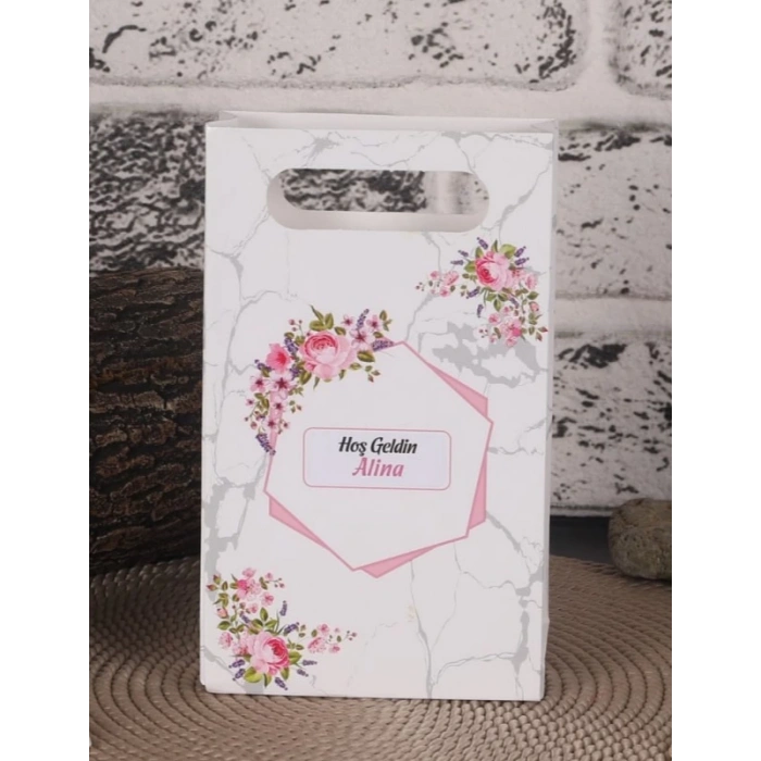 Altıgen Pembe Karton Çanta