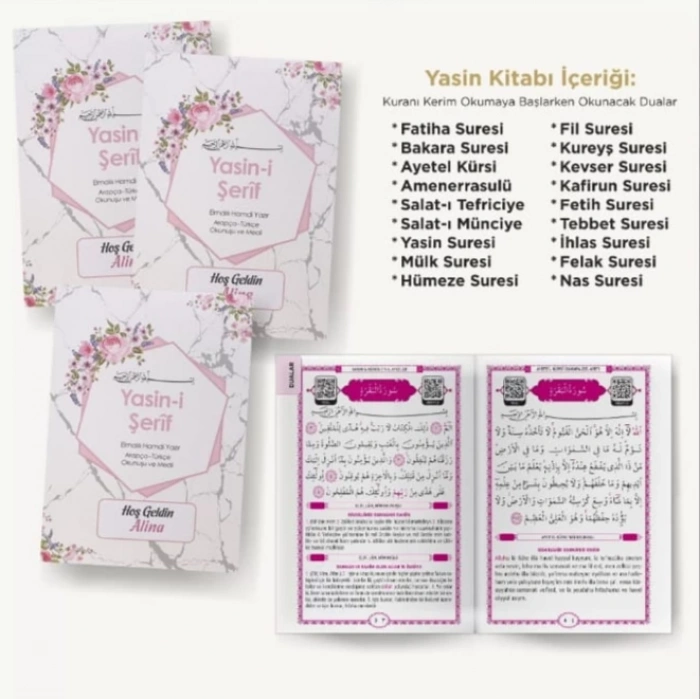 Altıgen Pembe Yasin+ Çanta+ Kese Tesbih