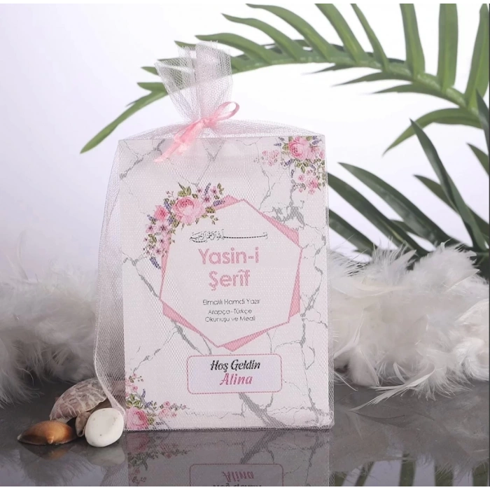 Altıgen Pembe Yasin + Tül Kese