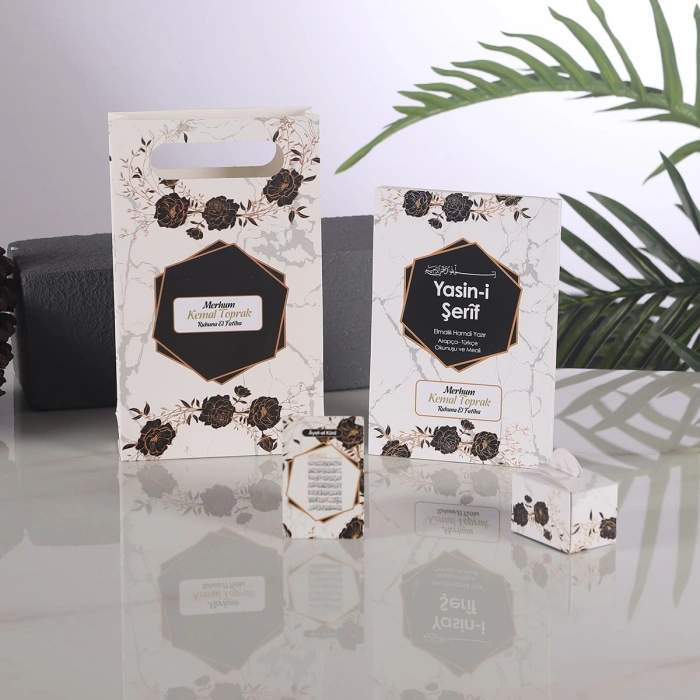 Altıgen Siyah Yasin + Çanta + Lokumluk + Magnet