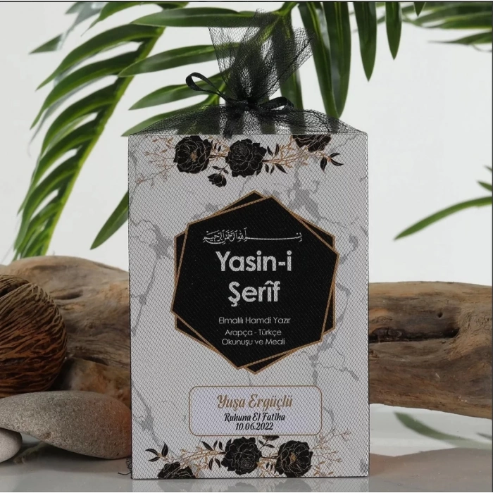 Altıgen Siyah Yasin+ Tül Kese