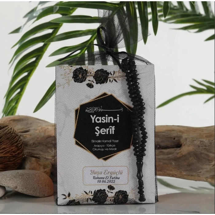 Altıgen Siyah Yasin + Tül Kese + Tesbih