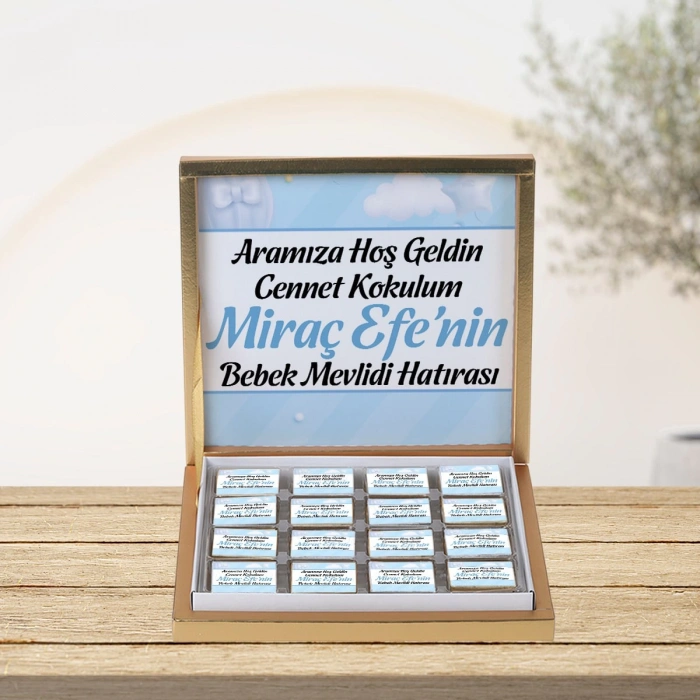 Balon Mavi 48li Gold Kutu Çikolata