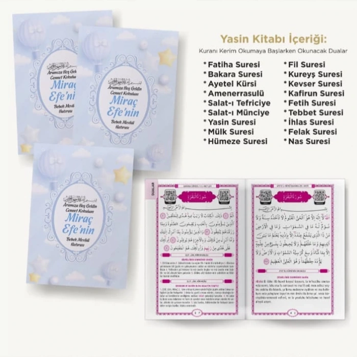 Balon Mavi Tül Kese + Yasin + Tesbih