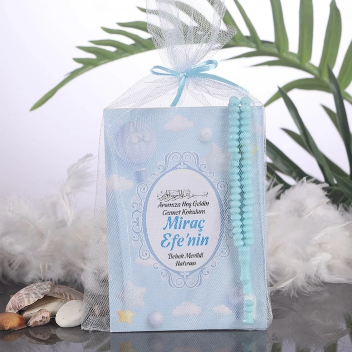 Balon Mavi Tül Kese + Yasin + Tesbih