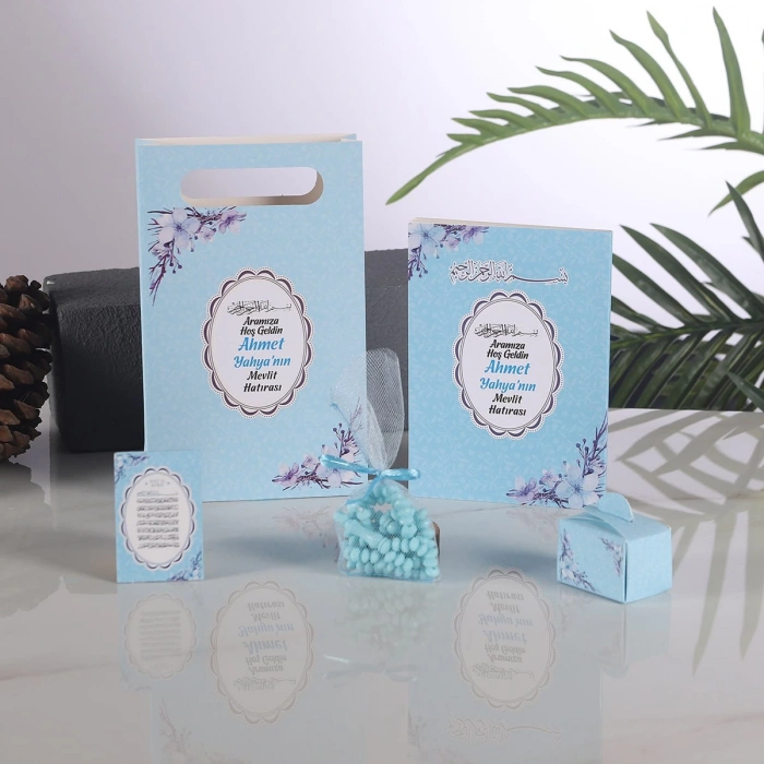 Çiçek Mavi 5 li Mevlid Seti