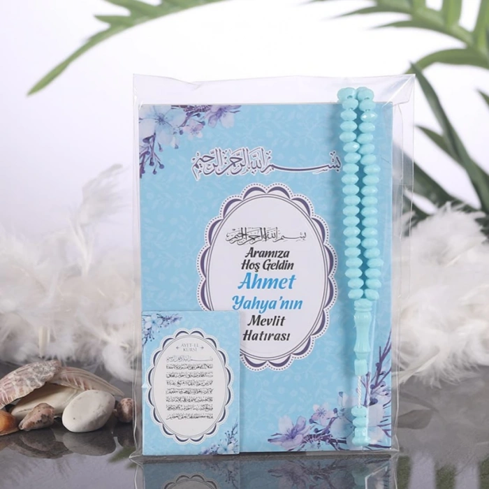 Çiçek Mavi OPP + Yasin + Magnet + Tesbih